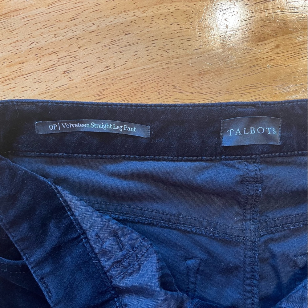 Talbots Black Velveteen Straight Leg Pant - Size 0P - Picture 5 of 6
